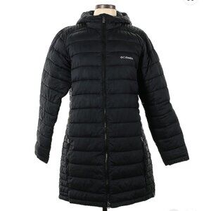 Columbia Hooded Down Puff Black Jacket, Long
